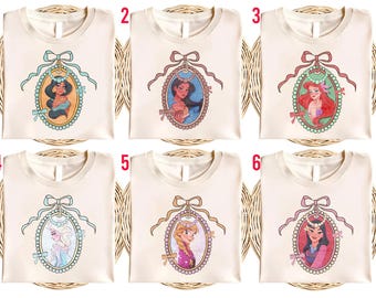 Bow Disney Princess Shirt, Cinderella Belle Snow White Rapunzel WDW Disneyland Girls Trip Shirt, Princess Birthday Girl Tee KDMN20