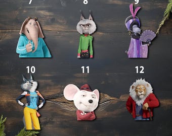 Sing Pig Peeker Sticker, Mike Rosita Johnny Ash Eddie Peekaboo Peeking Car Window, Bumper Sticker - Sing Movie - Pack Stickers SLXG19