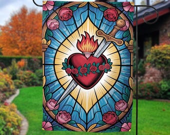 Immaculate Heart Garden flag, Catholic garden flag, Immaculate Heart, Catholic home decor, Mary garden flag, Virgin Mary Flag AXGB03