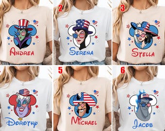 Disney Villains July 4th Shirt, American Evil Queen Tee, 4th Of July Ursula Shirt, Independence Day, Patriotic Maleficent Shirt SLVL10