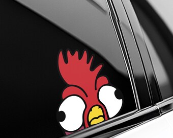 Hei Hei Pua Pua Peeker Sticker – Funny Chicken Peeking Car Window Decal – Disney Moana Waterproof Vinyl Sticker AXHM01