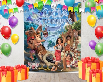 Moana 2 Birthday Banner, Moana Birthday banner, Custom Moana Backdrop, Custom Birthday Backdrop, Moana Banner, Baby Moana KDMN15