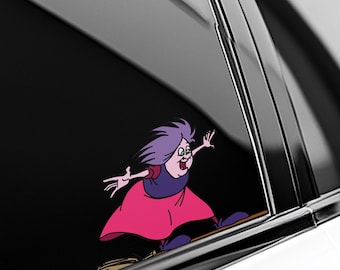 Mad Madame Mim Villains Peeker Peeking Car Window Decals - Bumper Waterproof Stickers,  Sword in the Stone Waterproof Sticker AXHM04