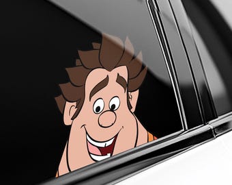Wreck-It Ralph Peeker Peeking Car Window Decals - Cute Disney Bumper Waterproof Vinyl Stickers - Lilo & Stitch - Pack Stickers SLXG18