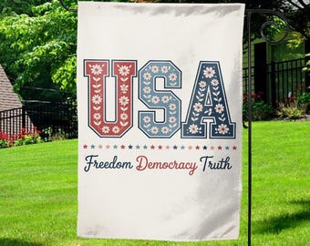 Patriotic Subtle FDT USA Garden Flag, Freedom Democracy Truth Flag, Usa Anti Trump Flag, Anti Maga Flag AXFB20