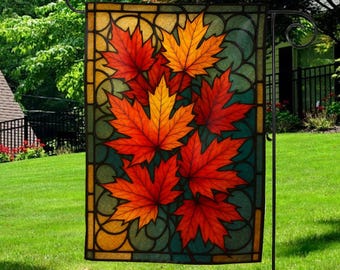 Fall Leaves Art Garden Flag, Fall Garden decor, Fall Leaf Decor, Thanksgiving Hostess Gift UN2110