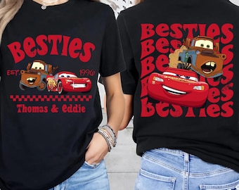 Camiseta de Lightning McQueen y Tow Mater, Mejores Amigos, Camiseta personalizada de Disney Cars, Mejores Amigos, Camiseta de la Copa Pistón, Camiseta de vacaciones familiares en Disneyland 2026 SLXX04