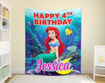 Ariel Birthday Party, Mermaid Birthday Banner, Mermaid banner, Under the sea Decoration, Mermaid Backdrop, mermaid Party Decor KCM228