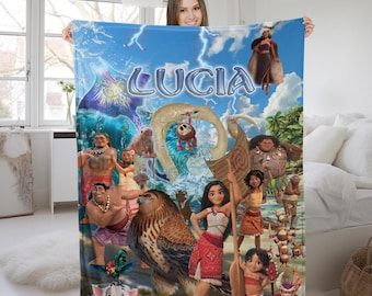 Custom Name Moana Maui Blanket, Moana 2 Movie Blanket, Moana Princess Blanket, Moana Characters Blanket, Princess Moana Blanket KDMN15