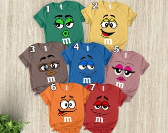 Candy Matching Cosplay Shirt, M and M Candy Outfit, Candy Team Group T-Shirt, Halloween Costume For Family Group Tee, Birthday Party KBSE14