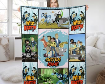 Wild Kratts Fleece Blanket, Personalized Wild Kratts Blanket, Wild Kratts Characters, Christmas Gifts, Birthday Gifts For Kids KCTN24