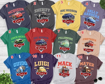 Disney Cars Shirt, Pixar Lightening McQueen Shirt, Cars Sally Shirt, Disney Family Trip 2025 Shirt, Disneyland Vacation Tee,Mater Tee KDLW01