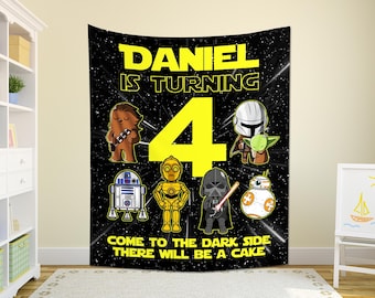 Star Wars Birthday Backdrop/Star Wars Birthday Banner/Custom Star Wars Backdrop/Kids Birthday Decor/Star Wars Birthday Backdrop OGPC15