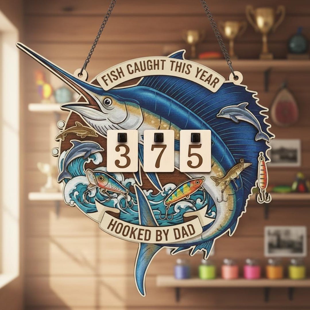 Personalized Fisher Tracker Sign, Fish Caught This Year Counter, Angler ...