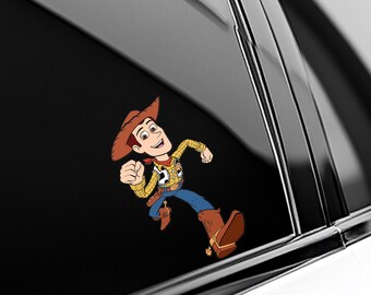 Disney Toy Story Buzz Lightyear and Woody Flying together Peeker Peeking Car Window Decals - Bumper Waterproof Stickers AXHE17