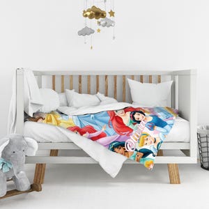 Princess Girl Gift Personalized Blanket idea Custom Bedroom Decor Christmas Travel Blanket Vacation Cinderella Ariel Belle AXHK36 immagine 2
