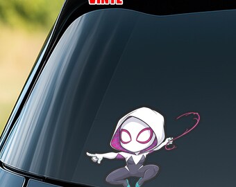 Spidey Spider Man Spider Verse Craft Peeker Peeking Car Window Decals - Bumper Waterproof Stickers AXHF36