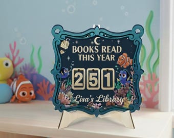 Personalized Finding Nemo Books Read Tracker,Books Read This Year Counter,Bookshelf Decor,Gift,Reader Gift,Book Lover,Bookish Gift KDTRT08