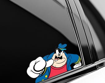 Disney Pete Peeker Sticker – Funny Pete Peeking Vinyl Decal, Waterproof Disney Villain Car & Laptop Sticker OHUF32