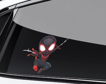 Spidey Spider Man Spider Verse Craft Peeker Peeking Car Window Decals - Bumper Waterproof Stickers AXHF36