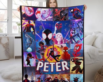 Spider-Man Across the Spider-Verse Blanket, Miles Morales Spider Punk Spider Blanket, Spidey Superhero Blanket AXIO13