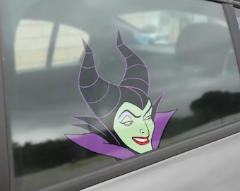 Evil Queen Ursula Maleficent Peekaboo Peeker Sticker, Peeking Car Window Decal, Bumper Waterproof, Disney Villains Pack Stickers SLXG15