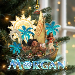 Moana Christmas Acrylic Ornament Disney Princess Moana Cutout Ornament Personalized Christmas Ornament Disney Christmas ornament SE2OI14