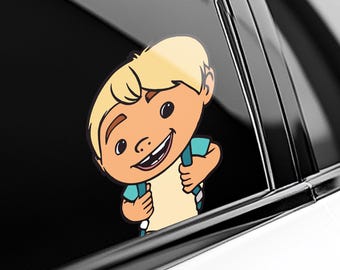 Trash Truck Peeker Sticker, Henry Keane Hank Glen Keane Trash Truck Lucas Neff Donny Brian Baumgartner Walter Jackie Loeb Stickers SLXG14