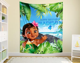 Moana Birthday Party Backdrop/Moana Birthday Banner/Custom Moana Backdrop/Kids Birthday Decor/Custom Birthday Backdrop OFXF44