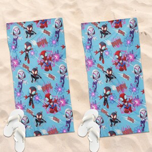 Toallas de playa personalizadas de Spidey y sus increíbles amigos / Toalla de playa Ghost-Spider / Toalla de playa Spin / Toalla de piscina para crucero con nombre personalizado OITQ21 imagen 5