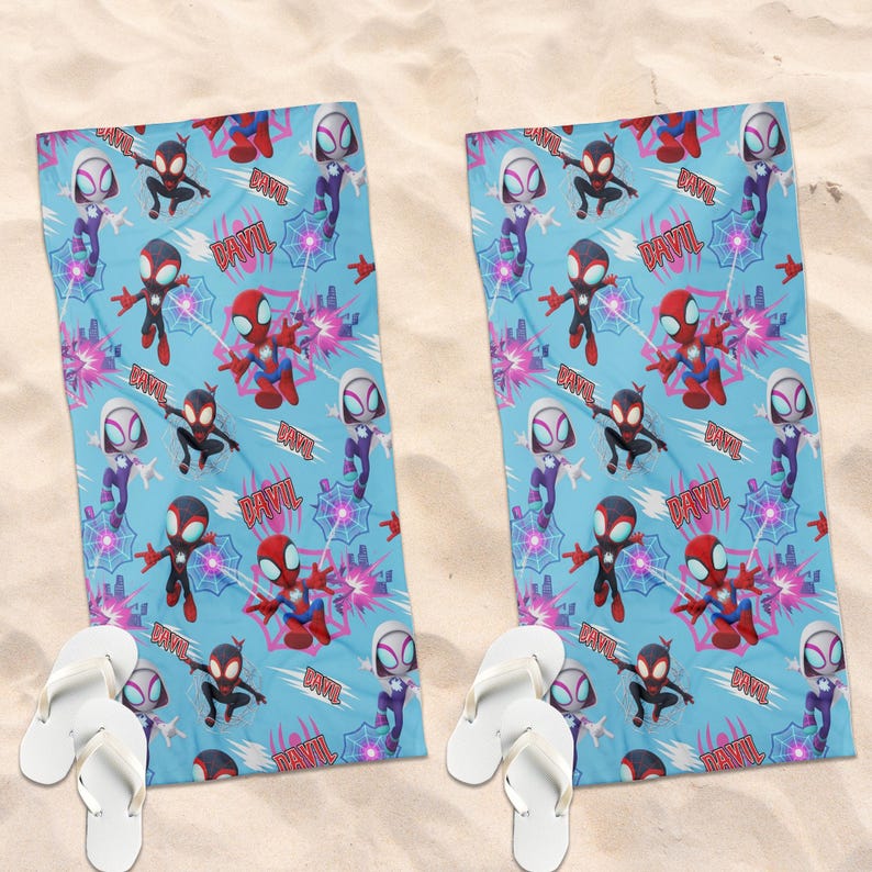Toallas de playa personalizadas de Spidey y sus increíbles amigos / Toalla de playa Ghost-Spider / Toalla de playa Spin / Toalla de piscina para crucero con nombre personalizado OITQ21 imagen 5