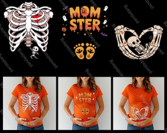 Skeleton Maternity Halloween png, Pregnant Skeleton png, Halloween Baby T-Shirt png, Halloween Baby, Skeleton Pregnancy png AXGV06