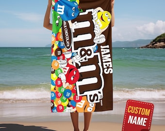 M&M Candy Beach Towel/ M and M Candy Birthday Towel/M and M Candy Towel/Custom Beach Towel/Disney Beach Towel OFZZ26