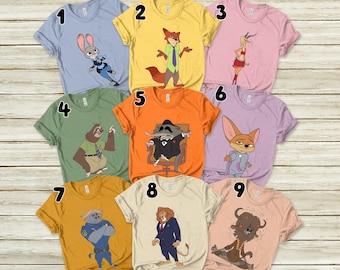 Zootopia characters shirt, Vintage Zootopia Shirt, Bellwether Finnick Zootopia, Nick and Judy Shirt, Disneyland, Disney Family Shirt E1LO13