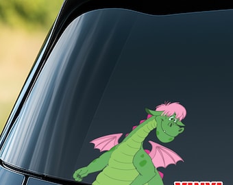 Disney Pete's Dragon Elliott Peeker Sticker – Cute Dragon Peeking Vinyl Decal, Waterproof Car & Laptop Sticker, Fantasy Gift OHVO07