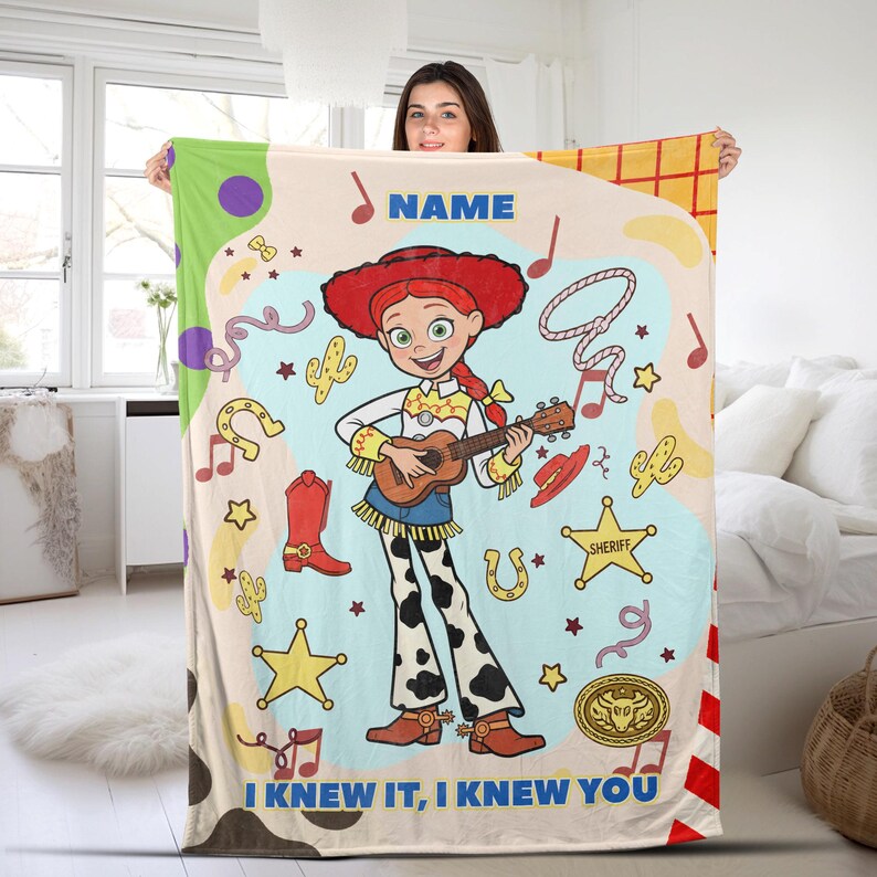 Personalized Toy Story 5 Blanket, Custom Name Disney Toy Story Blanket, Woody Buzz Lightyear Jessie Blanket, Toy Story 5 Gift AYFJ25 image 1
