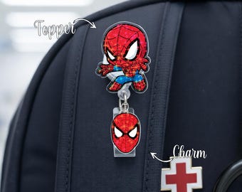 Portatarjetas retráctil inspirado en Spider-Man, soporte para identificación de superhéroe, accesorio de trabajo para enfermeras y maestras, lindo clip para credenciales de Marvel OIQC01