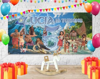 Moana 2 Birthday Banner, Moana Birthday banner, Custom Moana Backdrop, Custom Birthday Backdrop, Moana Banner, Baby Moana KDMN15