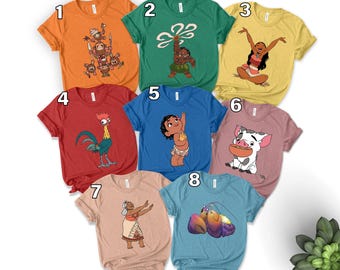 Moana Characters Shirt, Moana Shirt, Disney Family Shirts, Name Customizable Shirt, Maui, Gramma Tala, Rooster, Disney Gift Shirt E-06032352