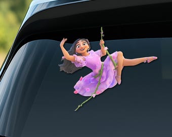 Calcomanías para ventana de coche Disney Isabela Madrigal Peeker Peeking - Vinilo impermeable para parachoques - Pack de pegatinas Encanto SLWQ05