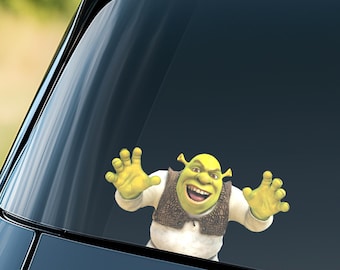 Pegatina divertida de Shrek "Vida en el Pantano", pegatinas para ventanas de coche con "Mirón asomándose" - Pegatinas de vinilo para parachoques - Paquete de pegatinas de meme ogro UNX5SK16
