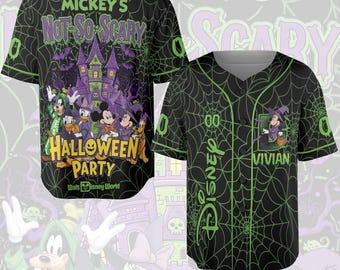 Personalized Mickey's Not So Scary Halloween Party 2025 Baseball Jersey, Halloween Shirt, Mickey & friends Skeleton Pumpkin Jersey KDQX05