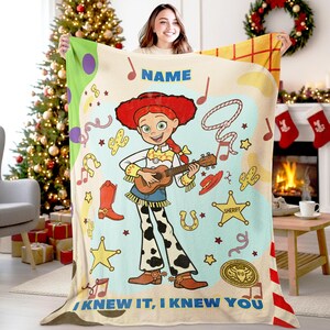 Personalized Toy Story 5 Blanket, Custom Name Disney Toy Story Blanket, Woody Buzz Lightyear Jessie Blanket, Toy Story 5 Gift AYFJ25 image 6