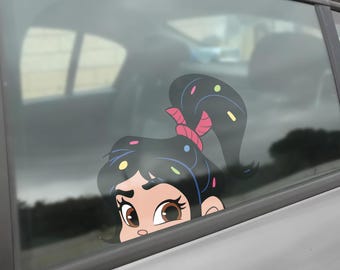 Wreck-It Ralph Peeker Peeking Car Window Decals - Cute Disney Bumper Waterproof Vinyl Stickers - Lilo & Stitch - Pack Stickers SLXG18
