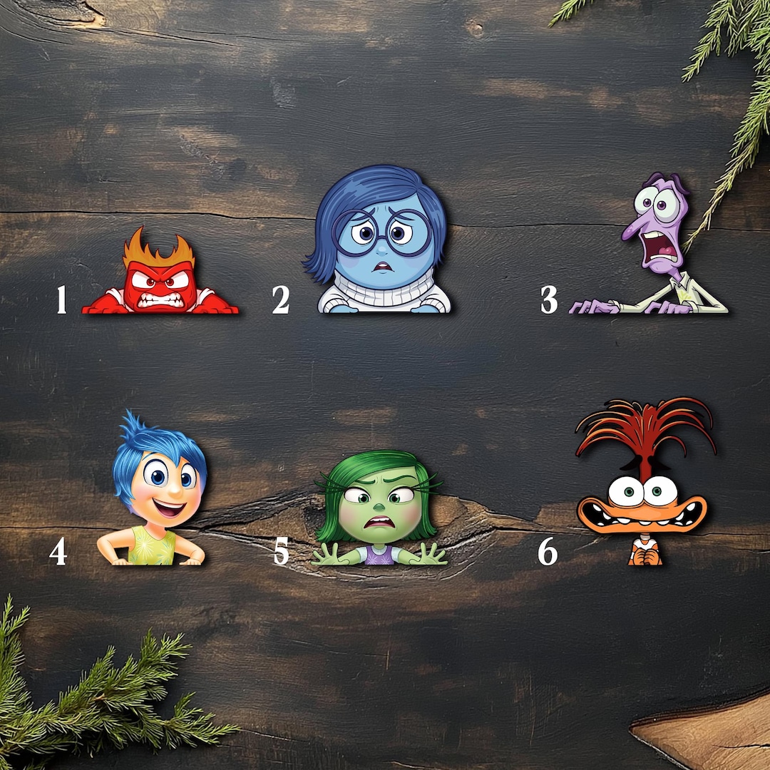 Inside Out 2 Movie Peeker Sticker, Fear Joy Envy Anger Sadness Anxiety ...