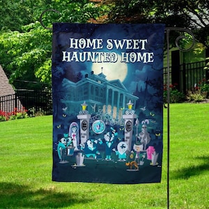 Haunted Mansion Garden Flag, Hitchhiking Ghosts Halloween Home Decor, Disney Halloween Flag, Beware Of Hitchhiking Ghosts Haunted SLZW13