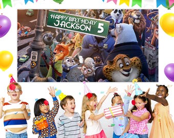 Zootopia Backdrop for Birthday Party Supplies Zootopia Baby Shower Banner for Birthday Party Decoration KCLE10