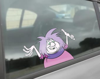 Evil Queen Ursula Maleficent Peekaboo Peeker Sticker, Peeking Car Window Decal, Bumper Waterproof, Disney Villains Pack Stickers SLXG15