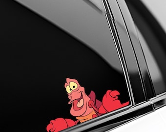 Sebastian and Flounder Peeker Sticker, Disney Little Mermaid Vinyl Decal for Car Window, Laptop, Water Bottle, Cute Gift OHVO12