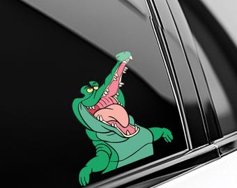 Tick-Tock the Crocodile Peeker Sticker – Peter Pan Vinyl Decal, Waterproof Crocodile Sticker for Laptop/Bottle, Cute Disney Croc Art OHVU11